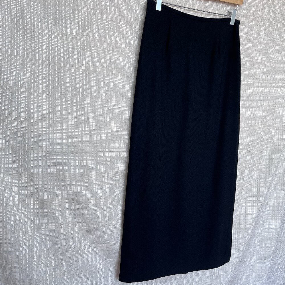 Vintage Black Pencil Skirt Long Column Skirt Modern Elegant Capsule War… - Picture 3 of 13
